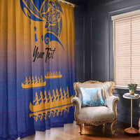 Personalised Hawaiki Nui Va'a French Polynesian Pattern Window Curtain Sunset Color LT03 - Polynesian Pride