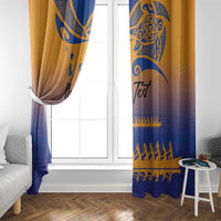 Personalised Hawaiki Nui Va'a French Polynesian Pattern Window Curtain Sunset Color LT03 - Polynesian Pride