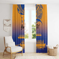 Personalised Hawaiki Nui Va'a French Polynesian Pattern Window Curtain Sunset Color LT03 - Polynesian Pride