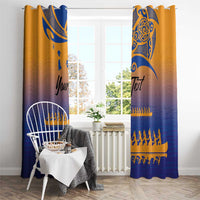 Personalised Hawaiki Nui Va'a French Polynesian Pattern Window Curtain Sunset Color LT03 - Polynesian Pride