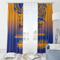 Personalised Hawaiki Nui Va'a French Polynesian Pattern Window Curtain Sunset Color LT03 - Polynesian Pride