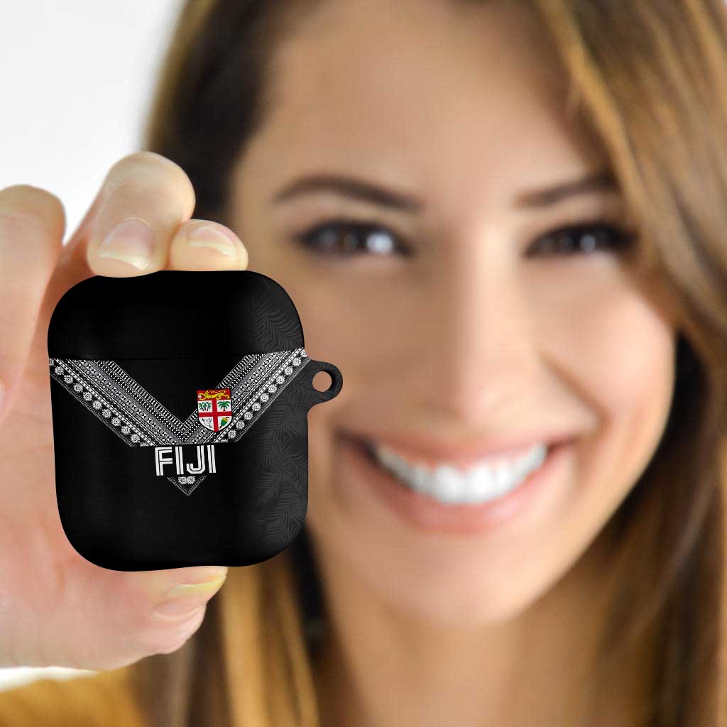 Rugby Fiji AirPods Case Fijian Masi Tribal Sporty Style Black Color LT03 Black - Polynesian Pride