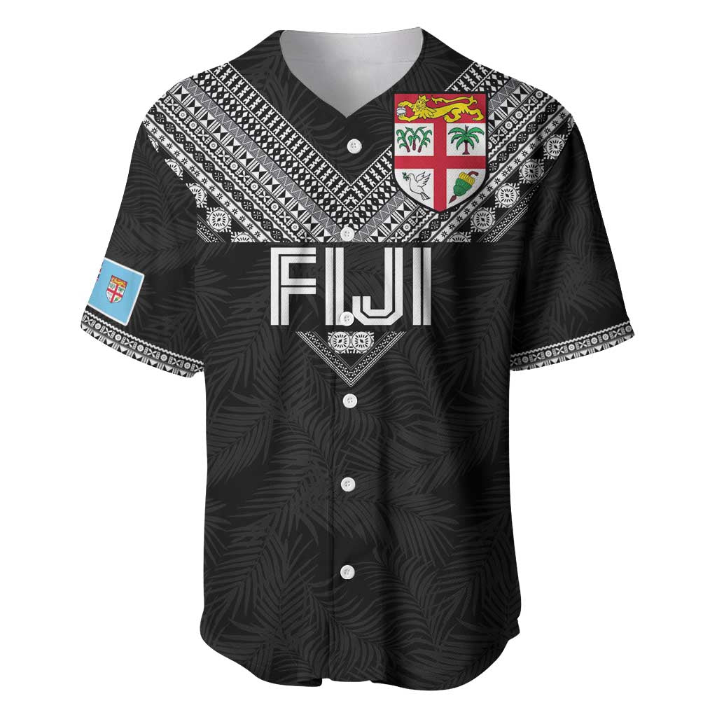 Custom Rugby Fiji Baseball Jersey Fijian Masi Tribal Sporty Style Black Color LT03 Black - Polynesian Pride