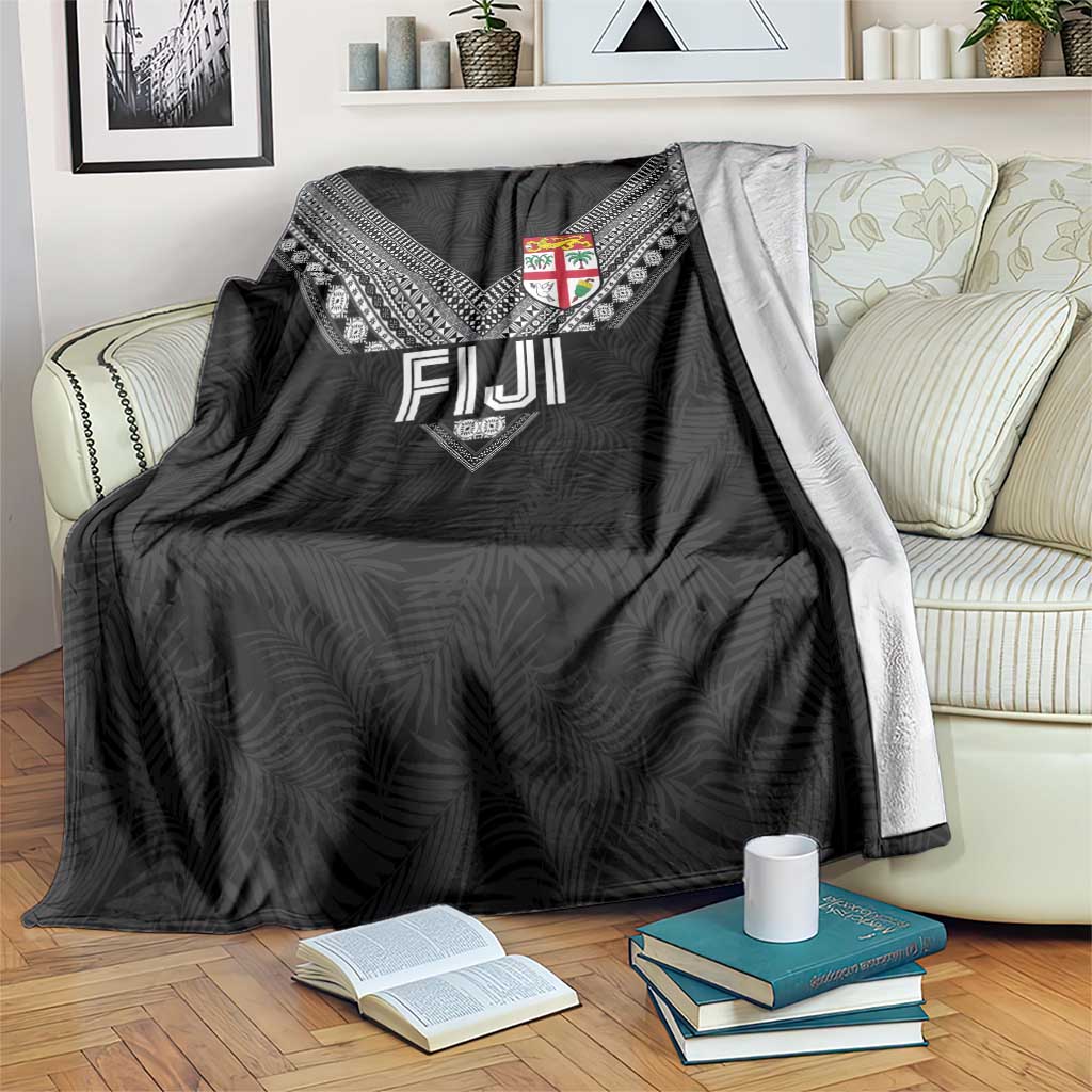 Rugby Fiji Blanket Fijian Masi Tribal Sporty Style Black Color LT03 Black - Polynesian Pride