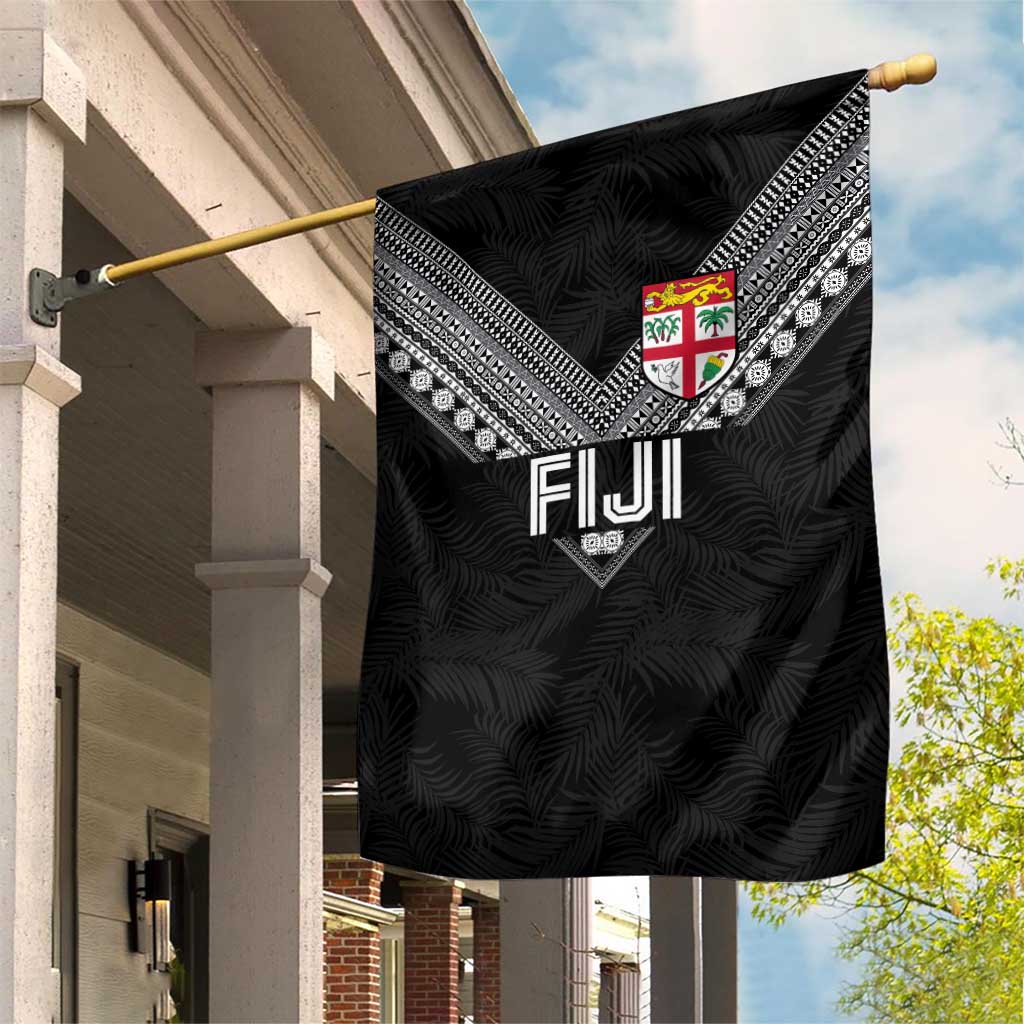 Rugby Fiji Garden Flag Fijian Masi Tribal Sporty Style Black Color LT03 House Flag Black - Polynesian Pride