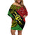 Papua New Guinea Southern Highlands Province Off Shoulder Short Dress PNG Birds Of Paradise Polynesian Arty Style LT03 Women Black - Polynesian Pride