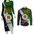 Papua New Guinea Western Highlands Province Couples Matching Long Sleeve Bodycon Dress and Long Sleeve Button Shirts PNG Birds Of Paradise Polynesian Arty Style LT03 Green - Polynesian Pride