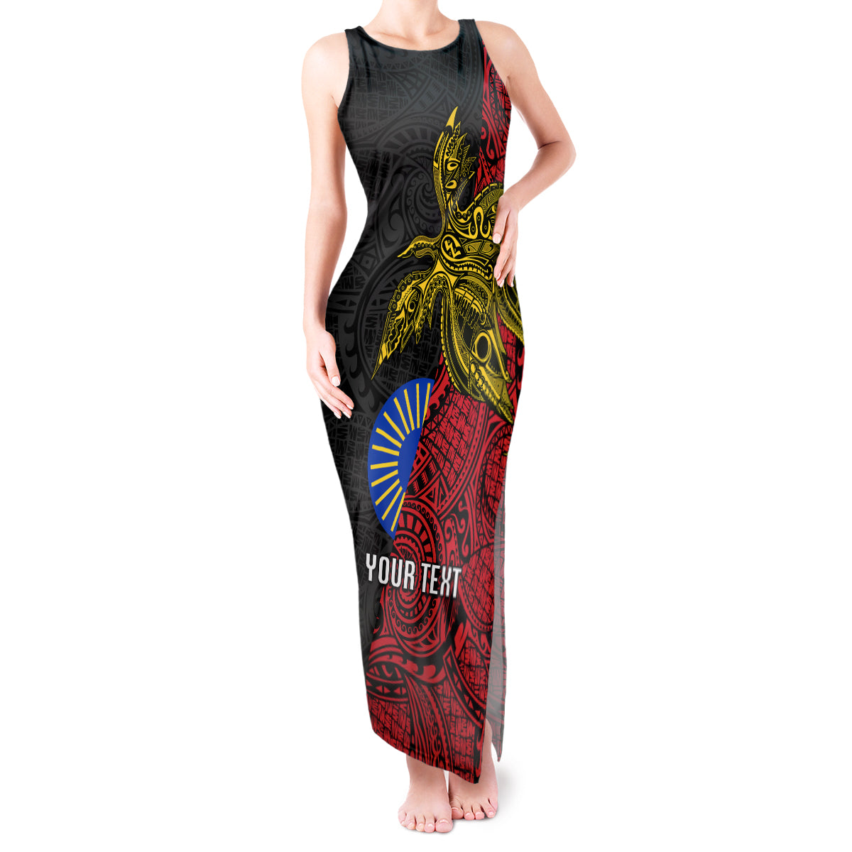 Personalised Papua New Guinea Sandaun Province Tank Maxi Dress PNG Birds Of Paradise Polynesian Arty Style LT03 Women Red - Polynesian Pride