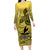 Papua New Guinea National Capital District Long Sleeve Bodycon Dress PNG Birds Of Paradise Polynesian Arty Style LT03 Long Dress Yellow - Polynesian Pride