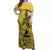 Personalised Papua New Guinea National Capital District Off Shoulder Maxi Dress PNG Birds Of Paradise Polynesian Arty Style LT03 Women Yellow - Polynesian Pride