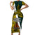 Papua New Guinea Jiwaka Province Short Sleeve Bodycon Dress PNG Birds Of Paradise Polynesian Arty Style LT03 Long Dress Yellow - Polynesian Pride