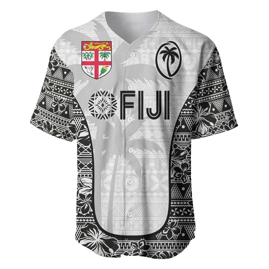 Custom Fiji Pacific Rugby 2024 Baseball Jersey Tapa Tribal and Fijian Masi Pattern LT03 White - Polynesian Pride