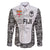 Custom Fiji Pacific Rugby 2024 Family Matching Off The Shoulder Long Sleeve Dress and Hawaiian Shirt Tapa Tribal and Fijian Masi Pattern