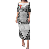 Custom Fiji Pacific Rugby 2024 Puletasi Tapa Tribal and Fijian Masi Pattern LT03 Long Dress White - Polynesian Pride