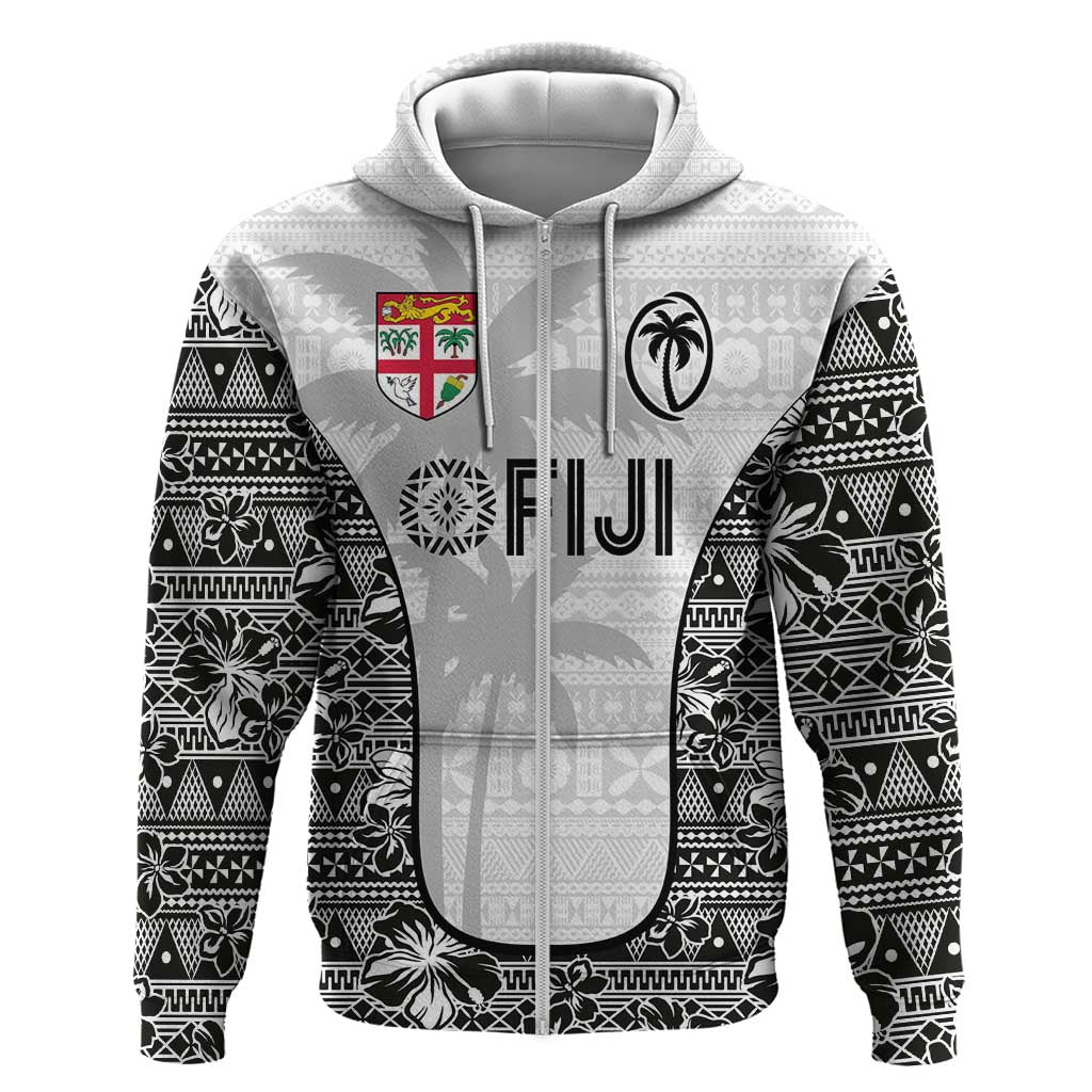 Custom Fiji Pacific Rugby 2024 Zip Hoodie Tapa Tribal and Fijian Masi Pattern