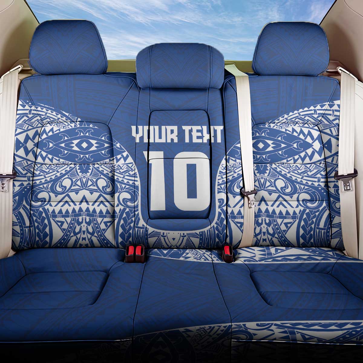 Custom Samoa Pacific Rugby 2024 Back Car Seat Cover Polynesian Pacific Tribal Pattern LT03 One Size Blue - Polynesian Pride