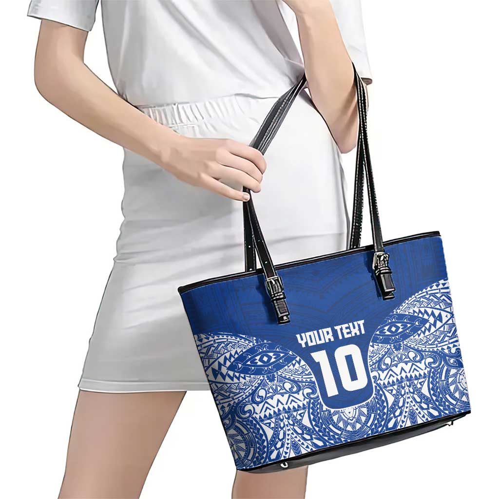 Custom Samoa Pacific Rugby 2024 Leather Tote Bag Polynesian Pacific Tribal Pattern LT03 - Polynesian Pride