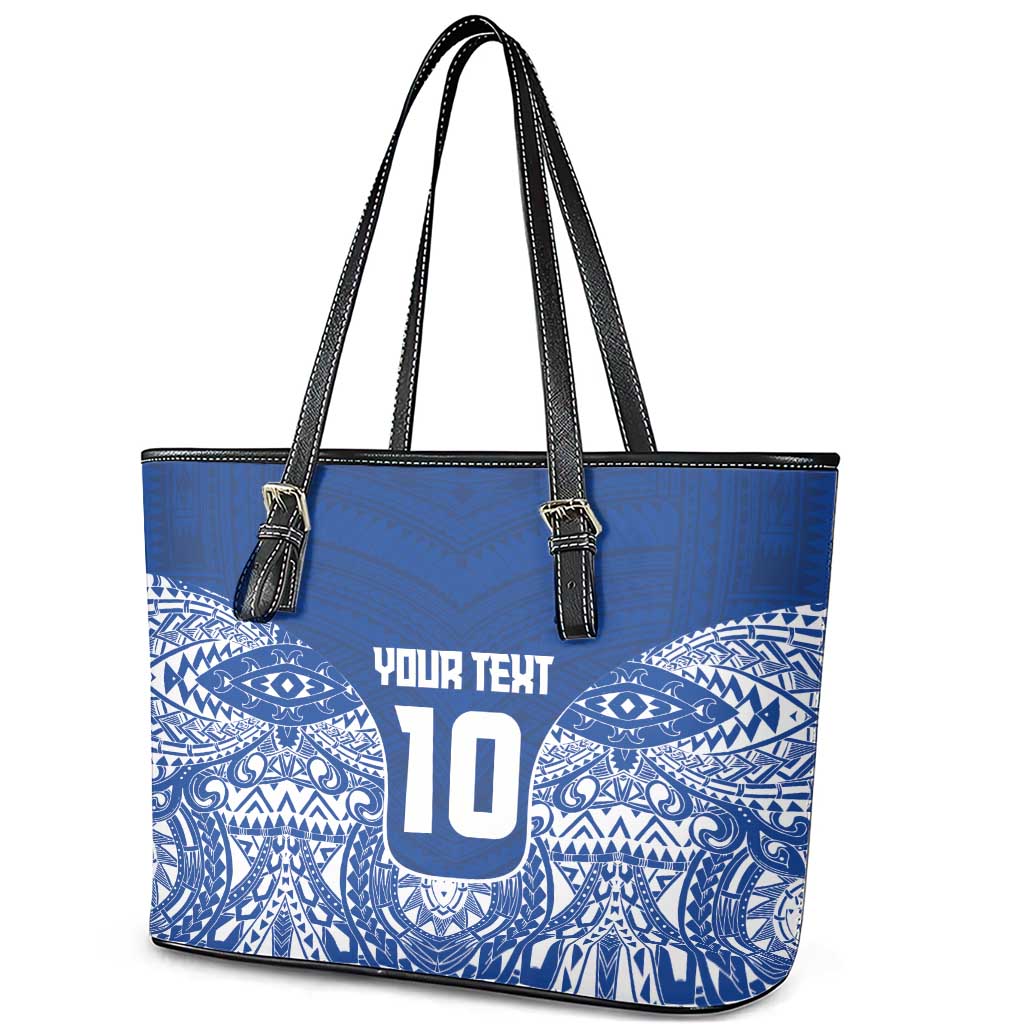 Custom Samoa Pacific Rugby 2024 Leather Tote Bag Polynesian Pacific Tribal Pattern LT03 - Polynesian Pride