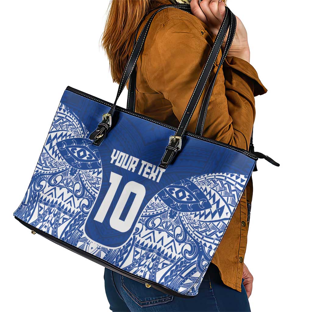 Custom Samoa Pacific Rugby 2024 Leather Tote Bag Polynesian Pacific Tribal Pattern LT03 - Polynesian Pride