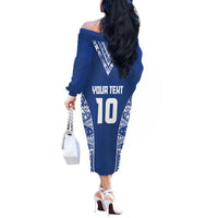 Custom Samoa Pacific Rugby 2024 Off The Shoulder Long Sleeve Dress Polynesian Pacific Tribal Pattern LT03 - Polynesian Pride