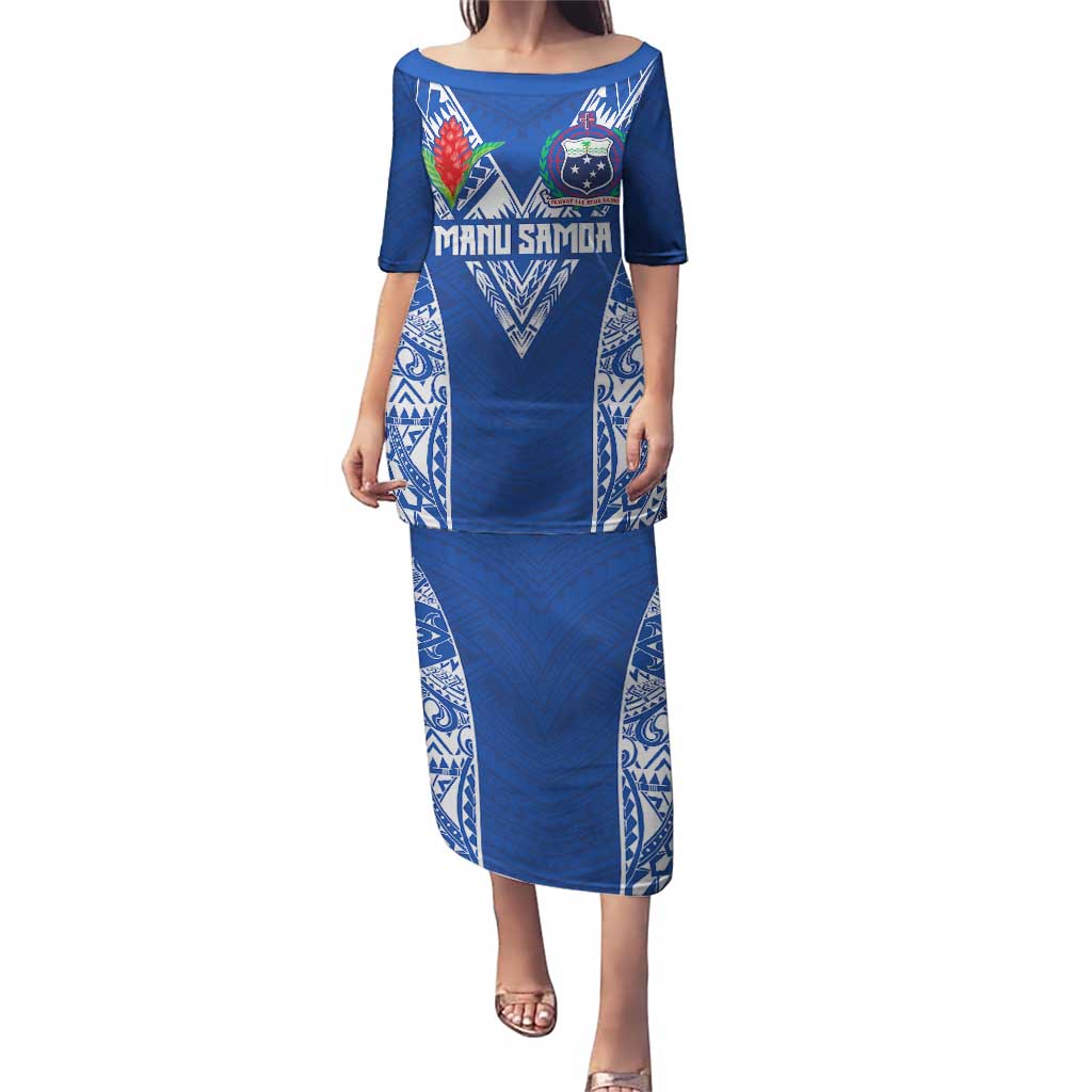 Custom Samoa Pacific Rugby 2024 Puletasi Polynesian Pacific Tribal Pattern LT03 Long Dress Blue - Polynesian Pride
