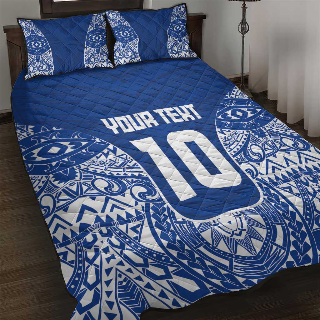 Custom Samoa Pacific Rugby 2024 Quilt Bed Set Polynesian Pacific Tribal Pattern LT03 Blue - Polynesian Pride