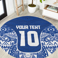 Custom Samoa Pacific Rugby 2024 Round Carpet Polynesian Pacific Tribal Pattern LT03 Blue - Polynesian Pride