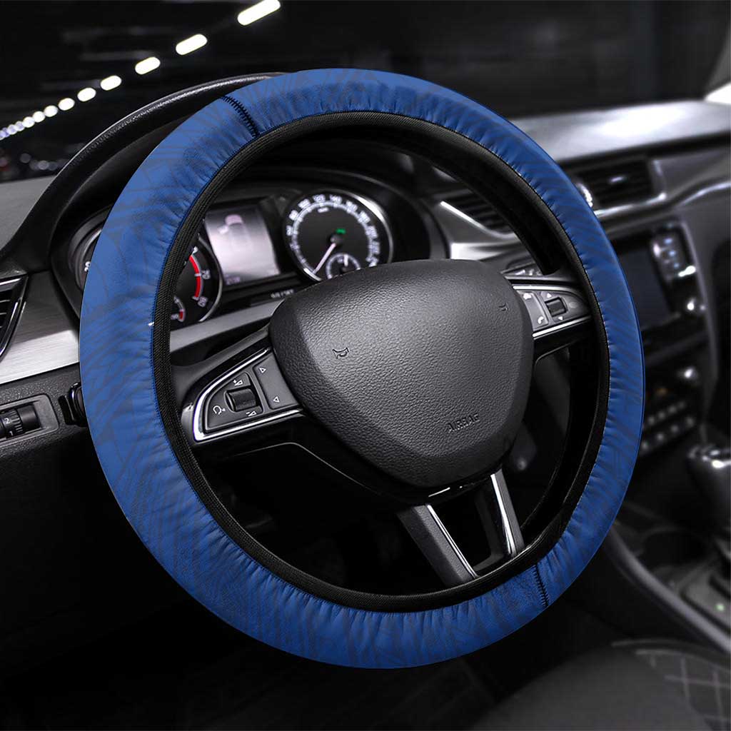 Samoa Pacific Rugby 2024 Steering Wheel Cover Polynesian Pacific Tribal Pattern LT03 Universal Fit Blue - Polynesian Pride
