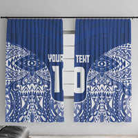 Custom Samoa Pacific Rugby 2024 Window Curtain Polynesian Pacific Tribal Pattern LT03 With Hooks Blue - Polynesian Pride