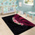 Hawaiian Tropical Plumeria Art Polynesian Tattoo Area Rug Black and Bright Pink Color