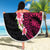 Hawaiian Tropical Plumeria Art Polynesian Tattoo Beach Blanket Black and Bright Pink Color