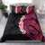 Hawaiian Tropical Plumeria Art Polynesian Tattoo Bedding Set Black and Bright Pink Color