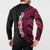 Hawaiian Tropical Plumeria Art Polynesian Tattoo Button Sweatshirt Black and Bright Pink Color