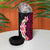 Hawaiian Tropical Plumeria Art Polynesian Tattoo 4 in 1 Can Cooler Tumbler Black and Bright Pink Color