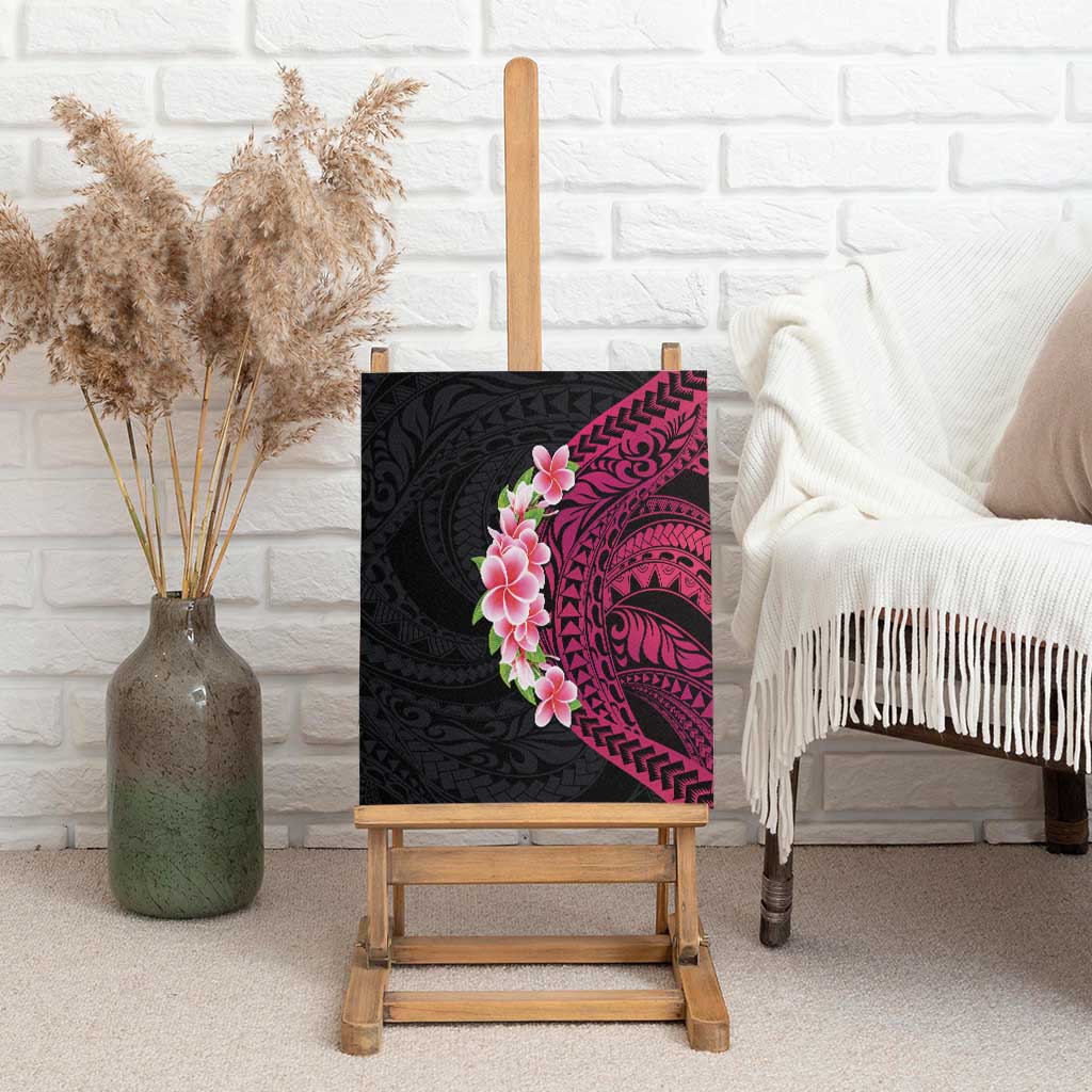 Hawaiian Tropical Plumeria Art Polynesian Tattoo Canvas Wall Art Black and Bright Pink Color LT03 - Polynesian Pride