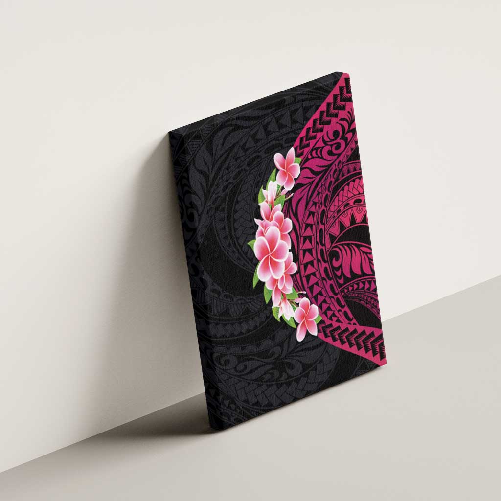 Hawaiian Tropical Plumeria Art Polynesian Tattoo Canvas Wall Art Black and Bright Pink Color LT03 - Polynesian Pride