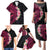 Hawaiian Tropical Plumeria Art Polynesian Tattoo Family Matching Puletasi and Hawaiian Shirt Black and Bright Pink Color