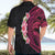 Hawaiian Tropical Plumeria Art Polynesian Tattoo Hawaiian Shirt Black and Bright Pink Color