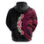 Hawaiian Tropical Plumeria Art Polynesian Tattoo Hoodie Black and Bright Pink Color