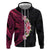 Hawaiian Tropical Plumeria Art Polynesian Tattoo Hoodie Black and Bright Pink Color