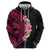 Hawaiian Tropical Plumeria Art Polynesian Tattoo Hoodie Black and Bright Pink Color