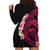 Hawaiian Tropical Plumeria Art Polynesian Tattoo Hoodie Dress Black and Bright Pink Color