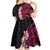 Hawaiian Tropical Plumeria Art Polynesian Tattoo Kid Short Sleeve Dress Black and Bright Pink Color