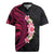 Hawaiian Tropical Plumeria Art Polynesian Tattoo Rugby Jersey Black and Bright Pink Color