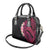 Hawaiian Tropical Plumeria Art Polynesian Tattoo Shoulder Handbag Black and Bright Pink Color