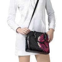 Hawaiian Tropical Plumeria Art Polynesian Tattoo Shoulder Handbag Black and Bright Pink Color LT03 - Polynesian Pride