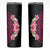 Hawaiian Tropical Plumeria Art Polynesian Tattoo Skinny Tumbler Black and Bright Pink Color