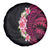 Hawaiian Tropical Plumeria Art Polynesian Tattoo Spare Tire Cover Black and Bright Pink Color