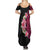 Hawaiian Tropical Plumeria Art Polynesian Tattoo Summer Maxi Dress Black and Bright Pink Color