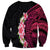 Hawaiian Tropical Plumeria Art Polynesian Tattoo Sweatshirt Black and Bright Pink Color